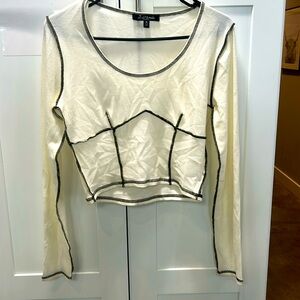 Waffle material long sleeve Princess Waist cut Top M NWOT